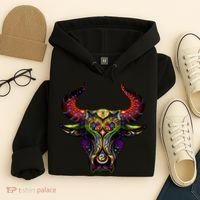 Bull Silhouette Head and Horns Hoodie thumb 4