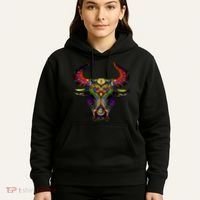 Bull Silhouette Head and Horns Hoodie thumb 5