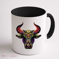 Bull Silhouette Head and Horns Coffee Mug thumb 1