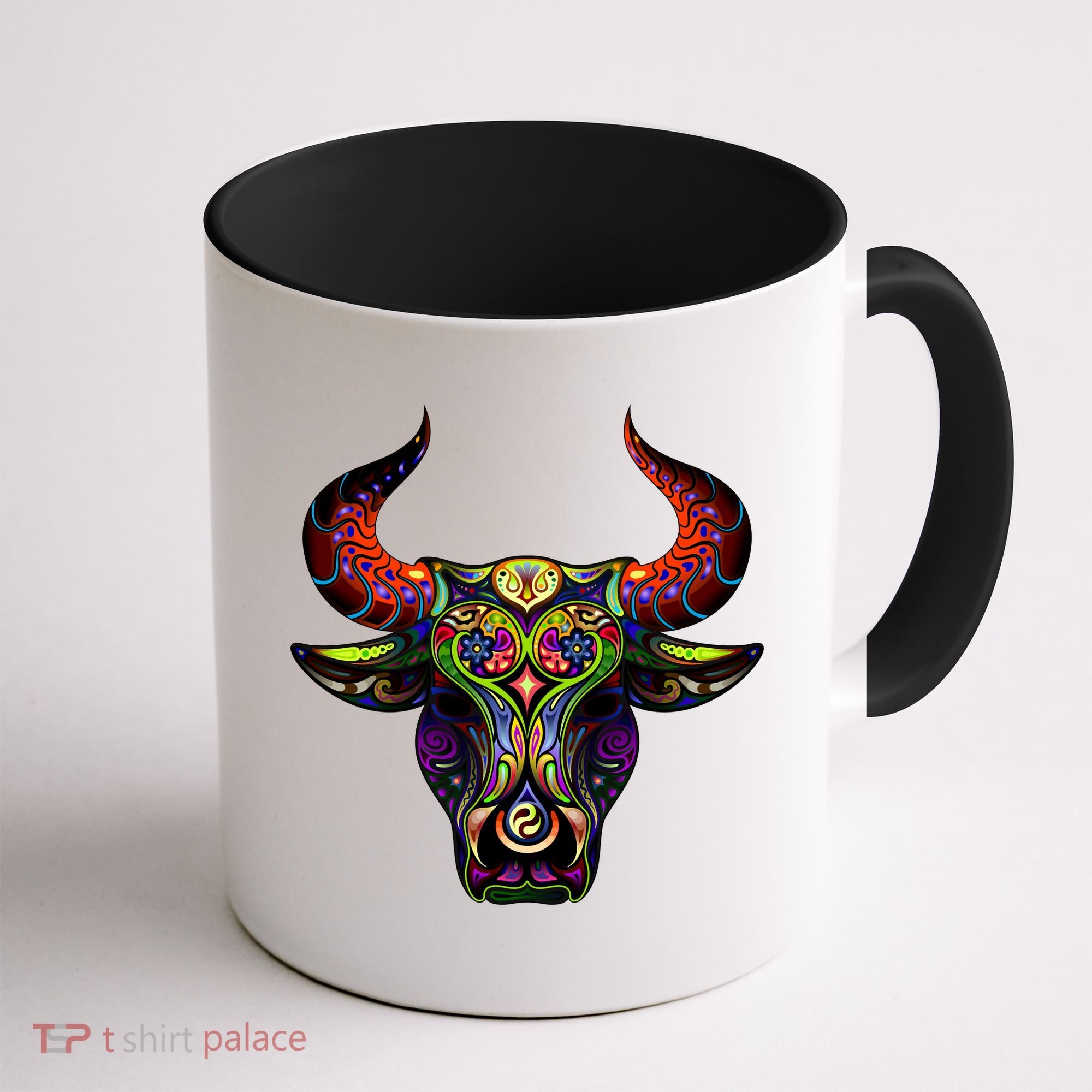 Bull Silhouette Head and Horns Coffee Mug