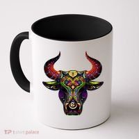 Bull Silhouette Head and Horns Coffee Mug thumb 0