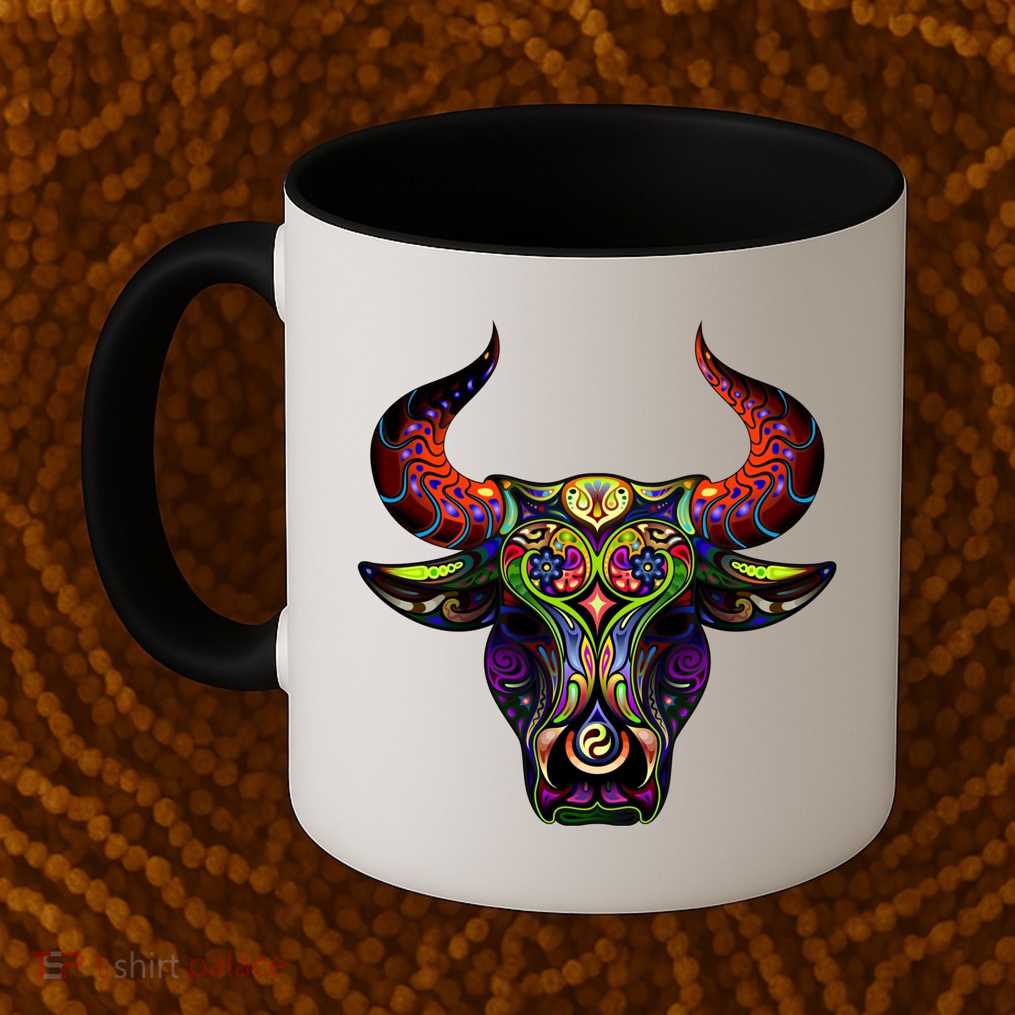 Bull Silhouette Head and Horns Coffee Mug