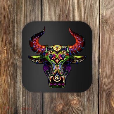 Bull Silhouette Head and Horns Coaster