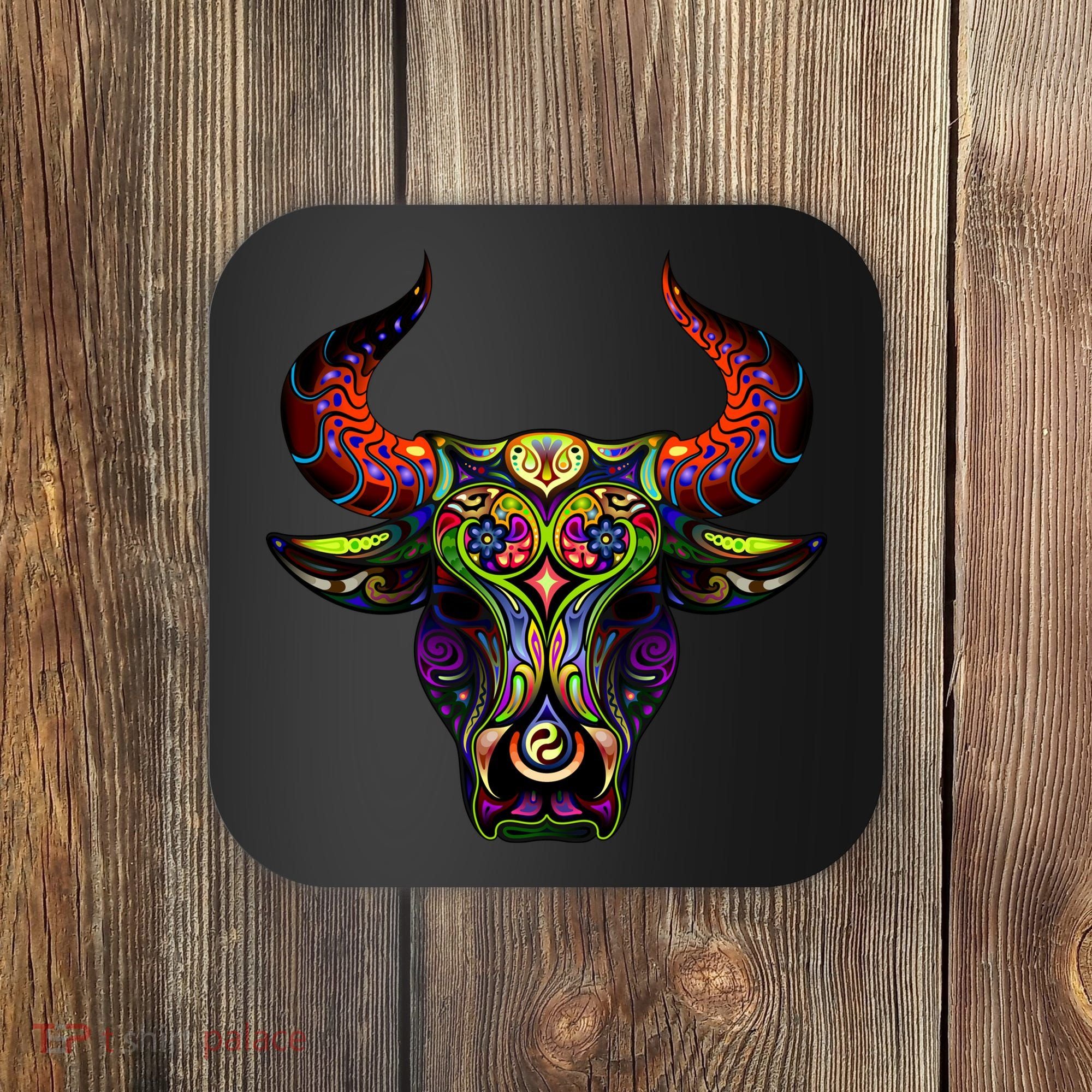 Bull Silhouette Head and Horns Coaster