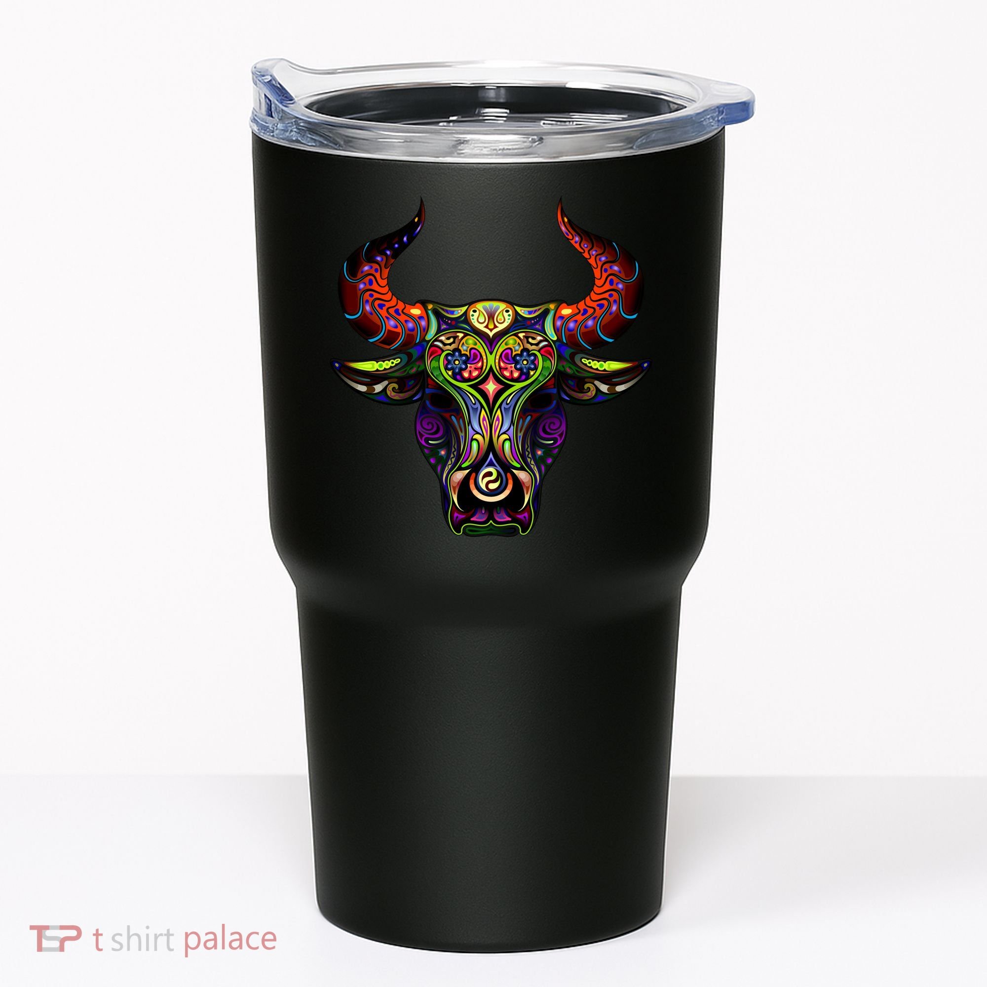 Bull Silhouette Head and Horns Tumbler