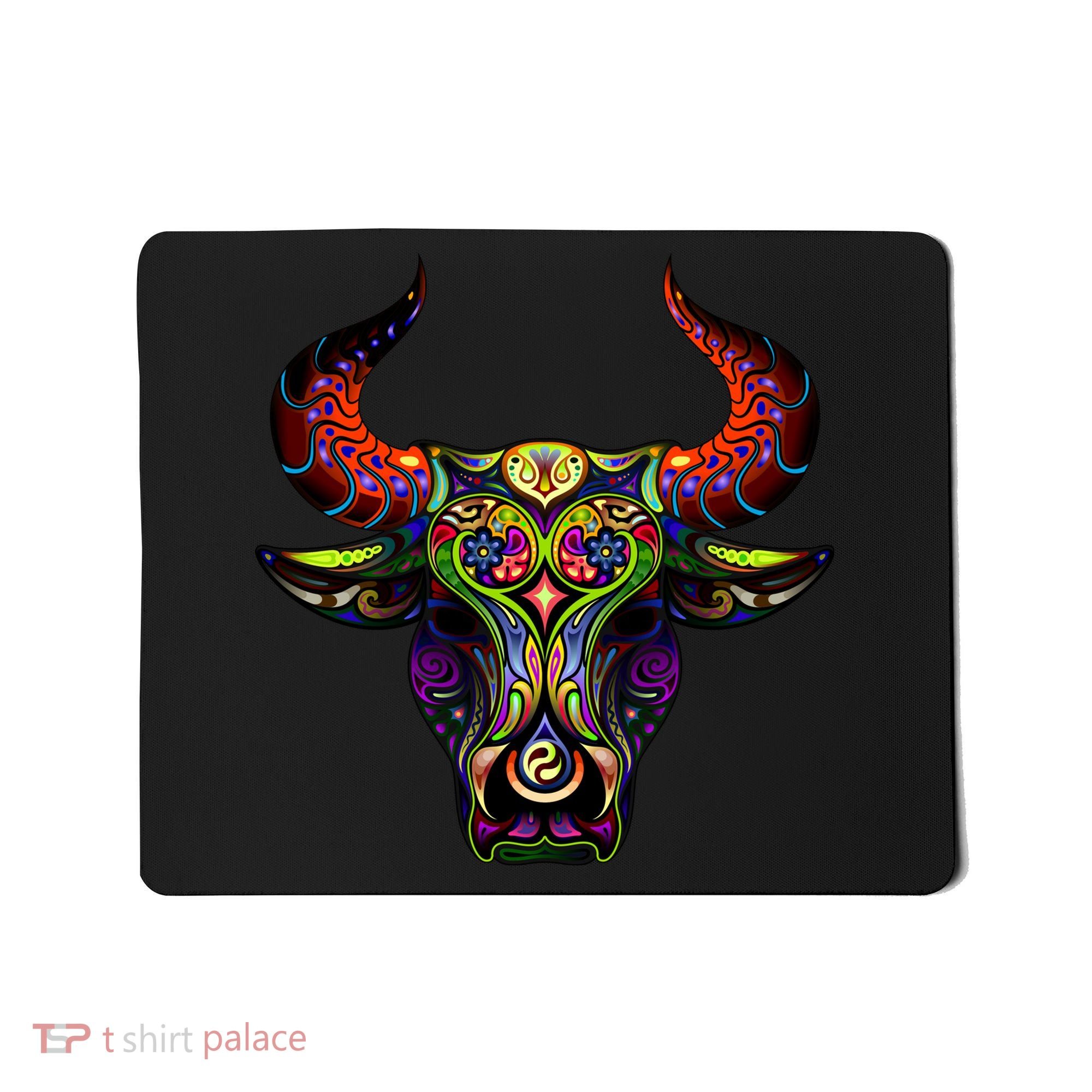 Bull Silhouette Head and Horns Mousepad