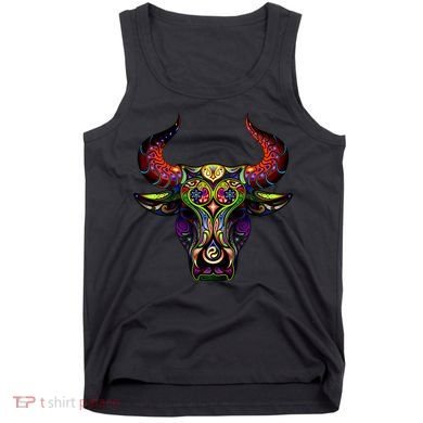 Bull Silhouette Head and Horns Tank Top