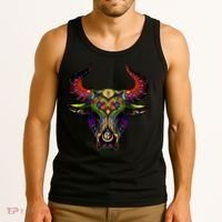Bull Silhouette Head and Horns Tank Top thumb 3