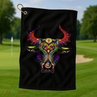 Bull Silhouette Head and Horns Golf Towel thumb 1