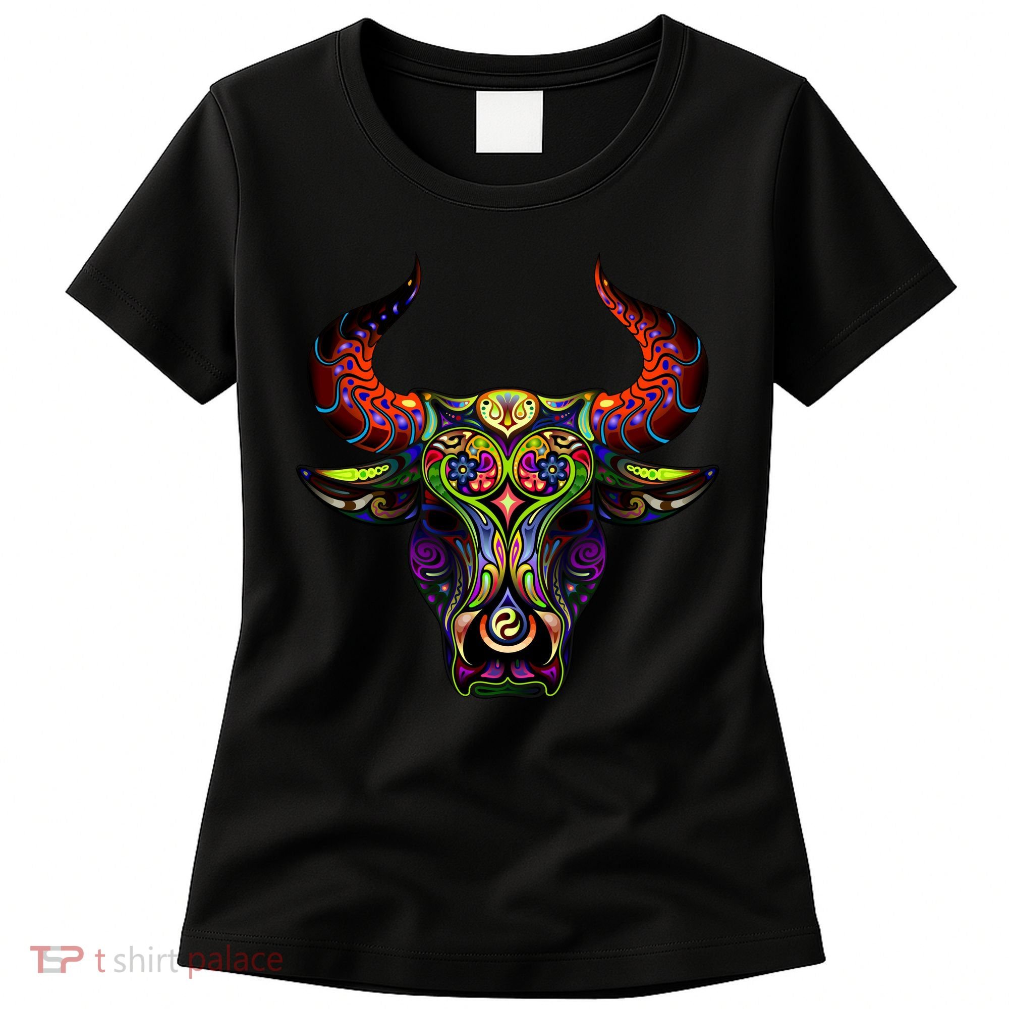 Bull Silhouette Head and Horns Women's T-Shirt