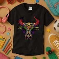 Bull Silhouette Head and Horns Kids T-Shirt thumb 3
