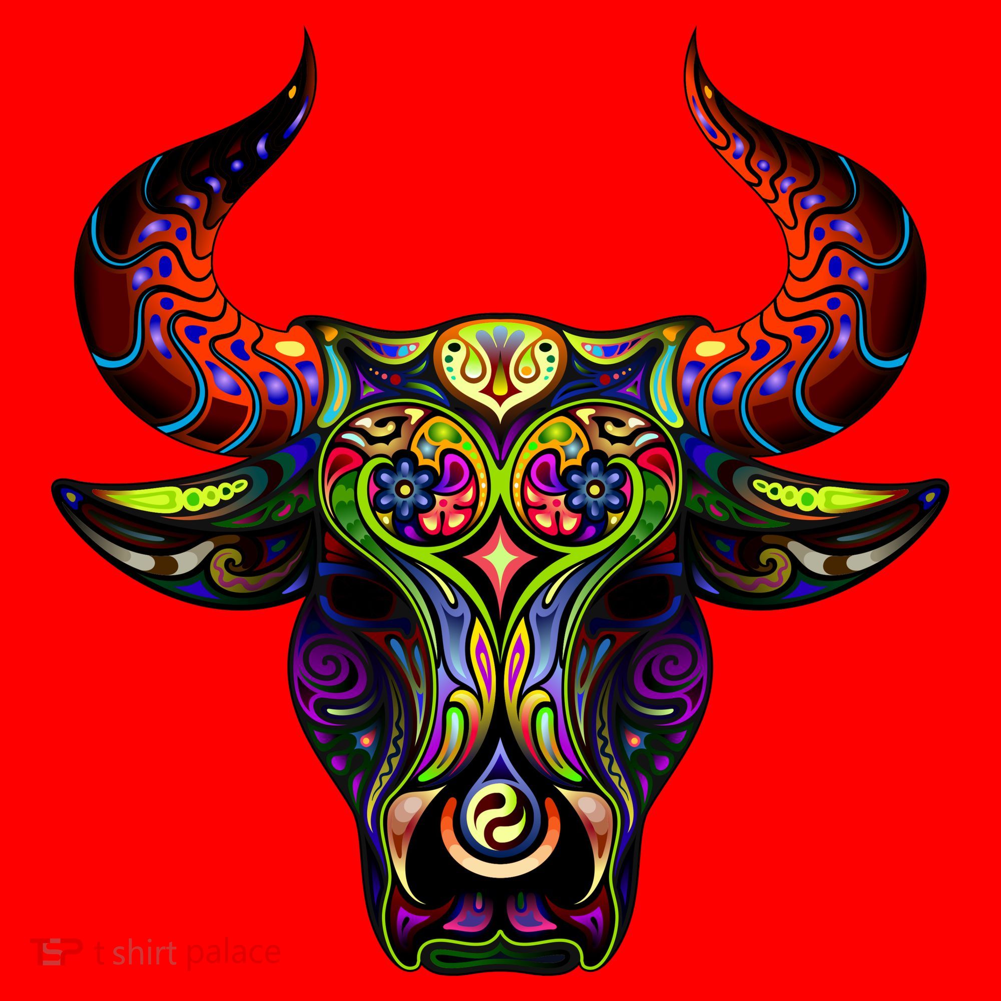 Bull Silhouette Head and Horns Santa Hat