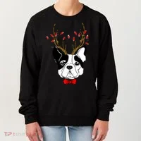 Bulldog Deer Antlers Women's Sweatshirt thumb 0