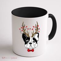 Bulldog Deer Antlers Coffee Mug thumb 1