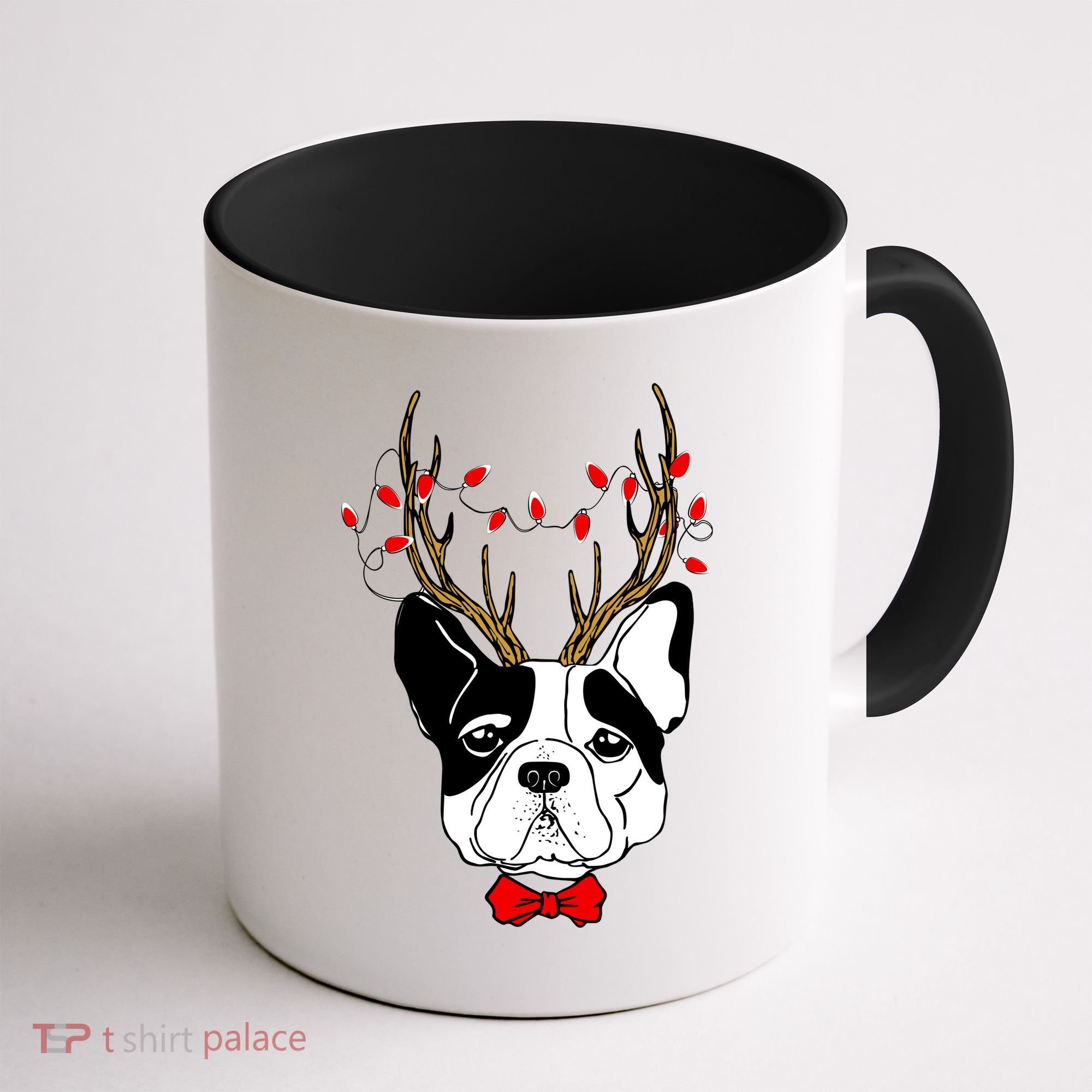 Bulldog Deer Antlers Coffee Mug