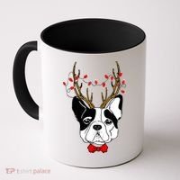 Bulldog Deer Antlers Coffee Mug thumb 0