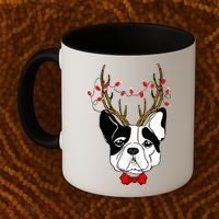Bulldog Deer Antlers Coffee Mug thumb 2