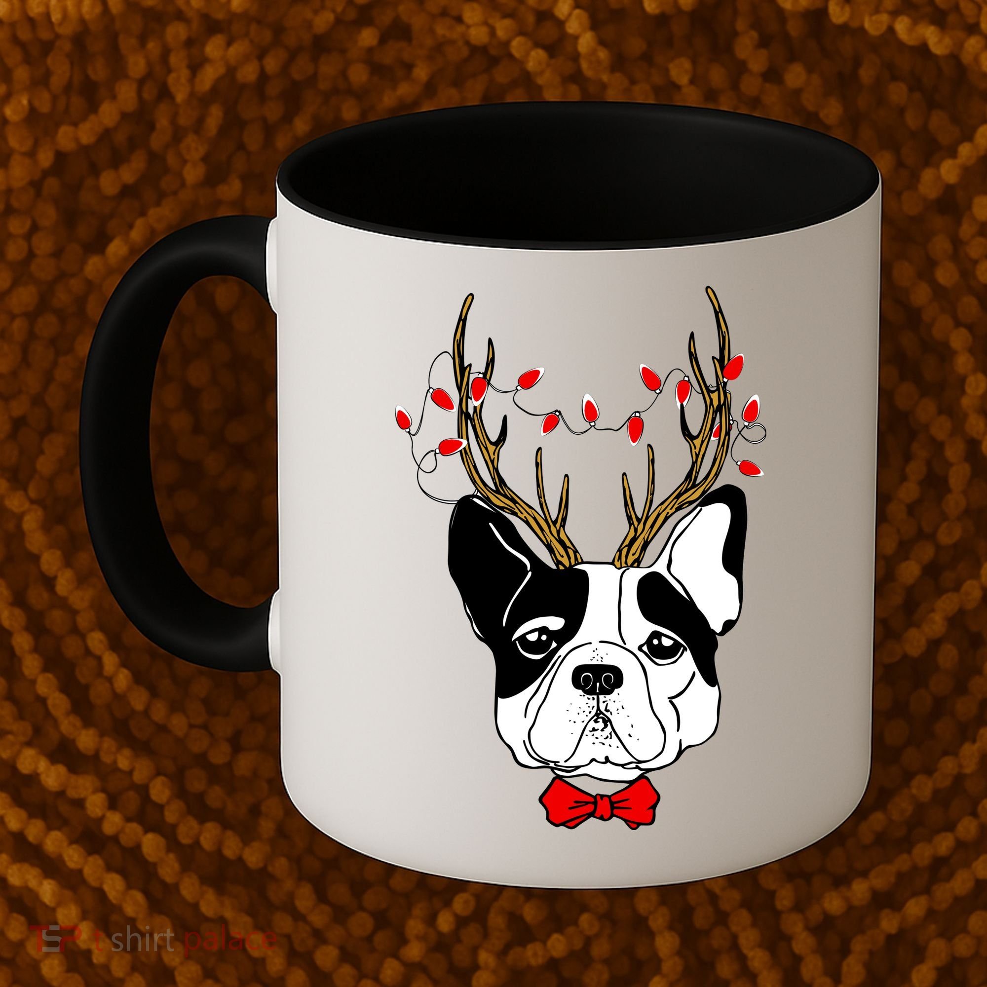 Bulldog Deer Antlers Coffee Mug