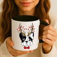 Bulldog Deer Antlers Coffee Mug thumb 3