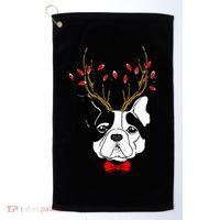 Bulldog Deer Antlers Golf Towel thumb 0