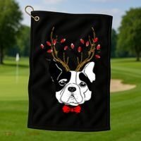 Bulldog Deer Antlers Golf Towel thumb 1
