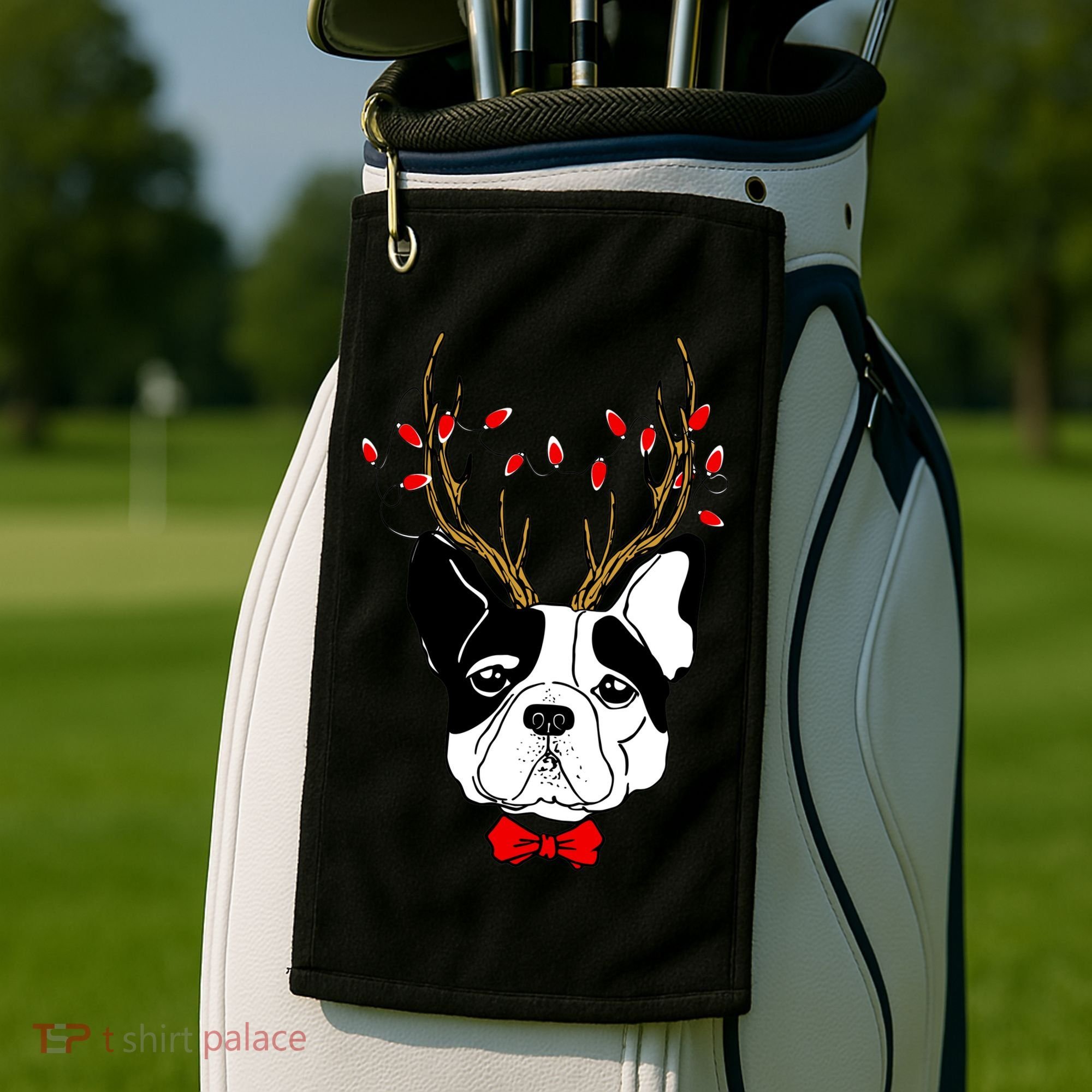 Bulldog Deer Antlers Golf Towel