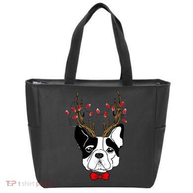 Bulldog Deer Antlers Tote Bag