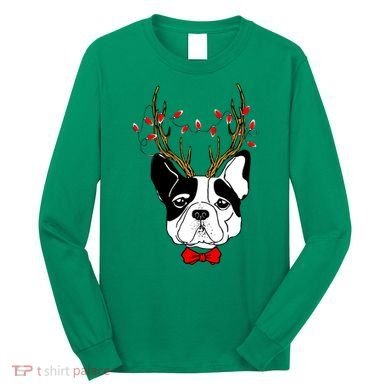 Bulldog Deer Antlers Long Sleeve Shirt