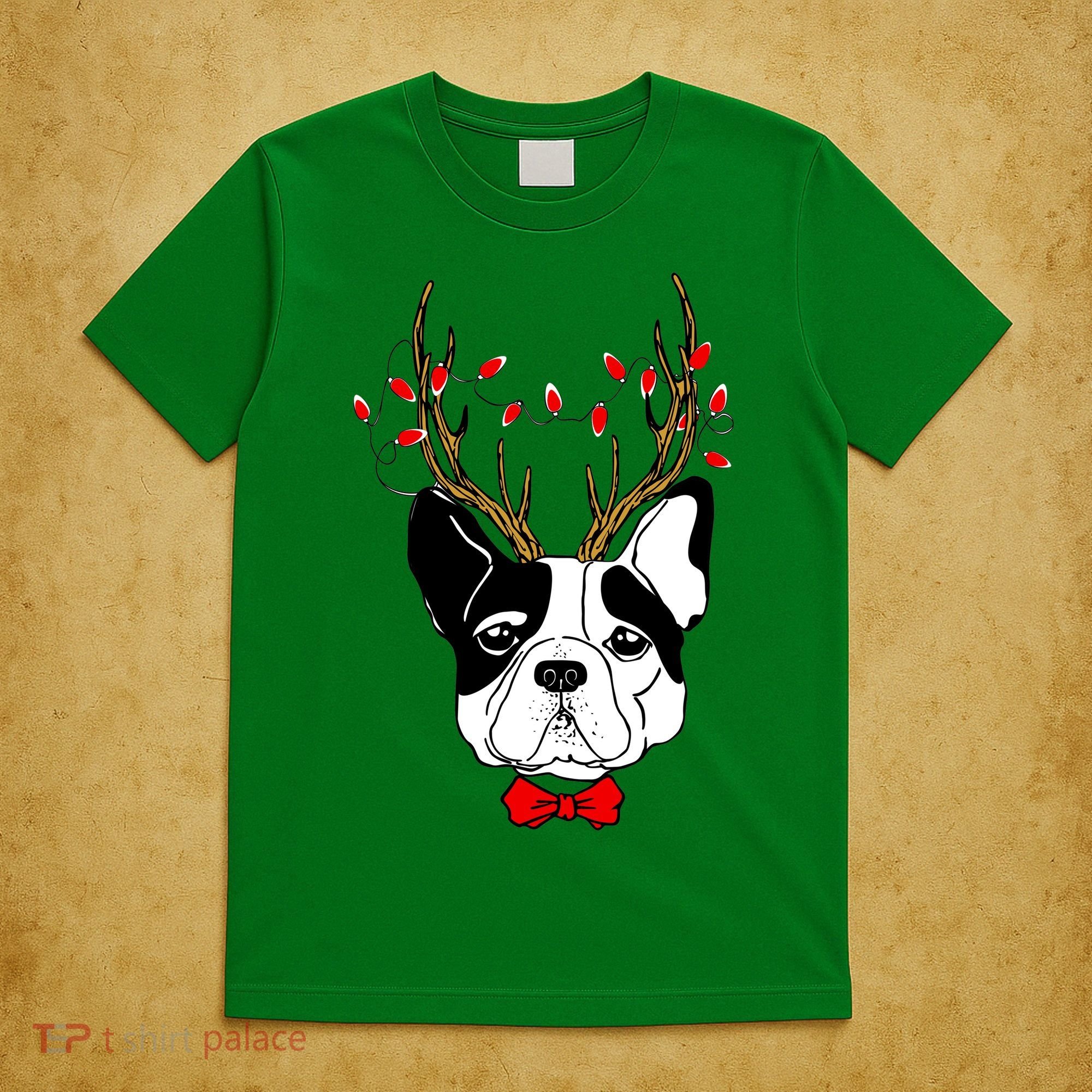 Bulldog Deer Antlers T-Shirt