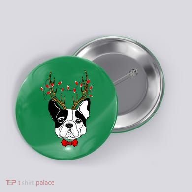 Bulldog Deer Antlers Button