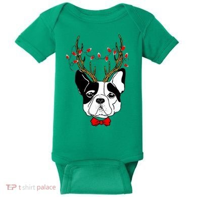 Bulldog Deer Antlers Baby Bodysuit