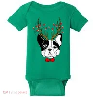 Bulldog Deer Antlers Baby Bodysuit thumb 0