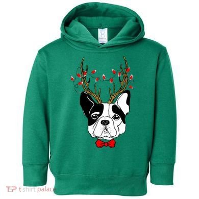 Bulldog Deer Antlers Toddler Hoodie