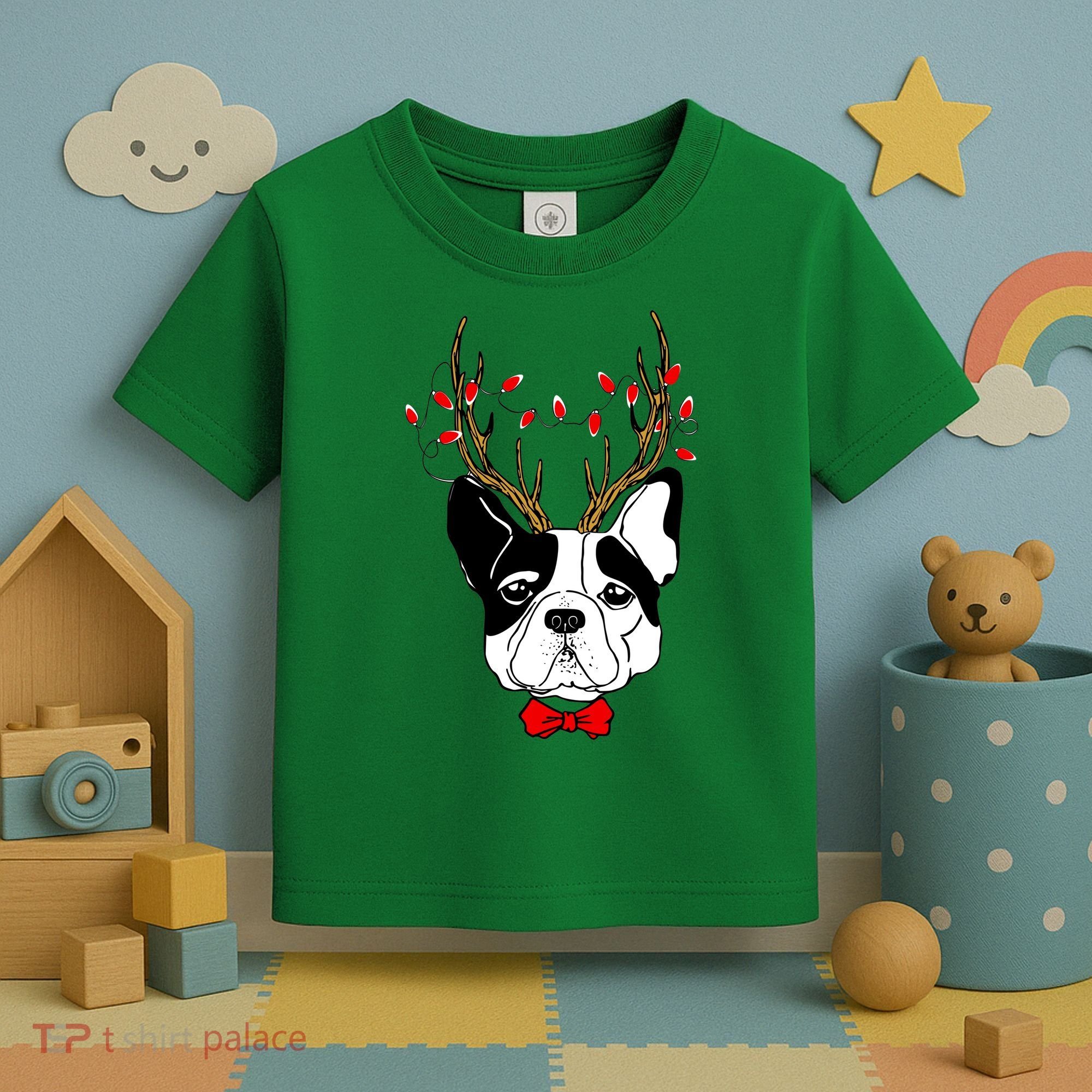 Bulldog Deer Antlers Toddler T-Shirt