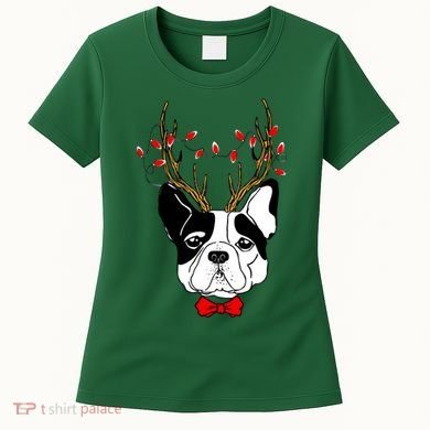 Bulldog Deer Antlers Women's T-Shirt