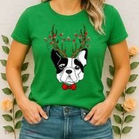Bulldog Deer Antlers Women's T-Shirt thumb 2