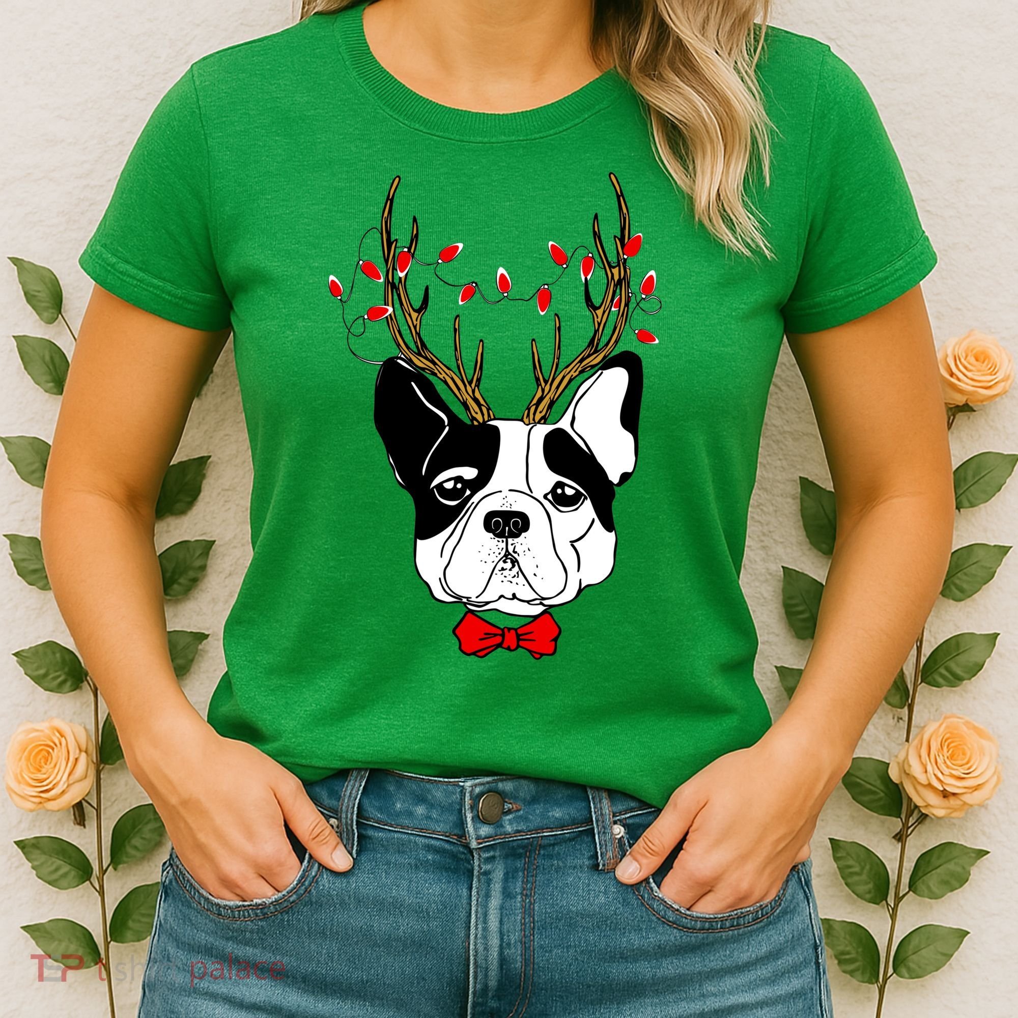 Bulldog Deer Antlers Women's T-Shirt