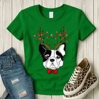 Bulldog Deer Antlers Women's T-Shirt thumb 3