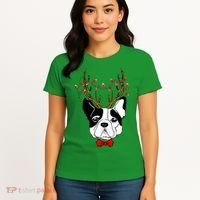 Bulldog Deer Antlers Women's T-Shirt thumb 4