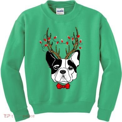 Bulldog Deer Antlers Kids Sweatshirt
