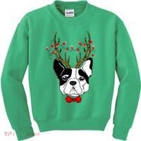 Bulldog Deer Antlers Kids Sweatshirt thumb 0
