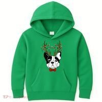 Bulldog Deer Antlers Kids Hoodie thumb 0
