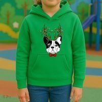 Bulldog Deer Antlers Kids Hoodie thumb 3