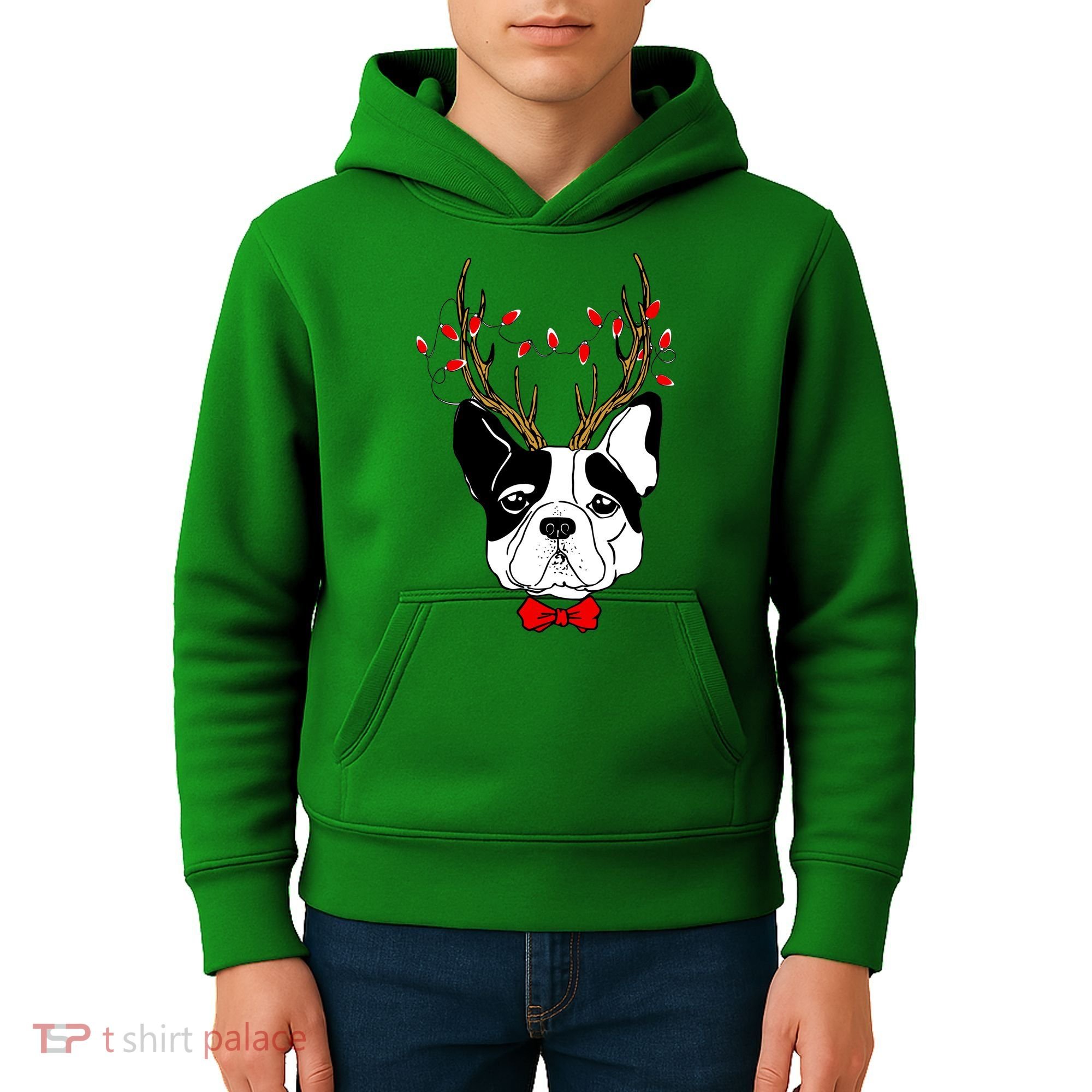 Bulldog Deer Antlers Kids Hoodie