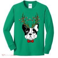 Bulldog Deer Antlers Kids Long Sleeve Shirt thumb 0