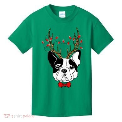Bulldog Deer Antlers Kids T-Shirt