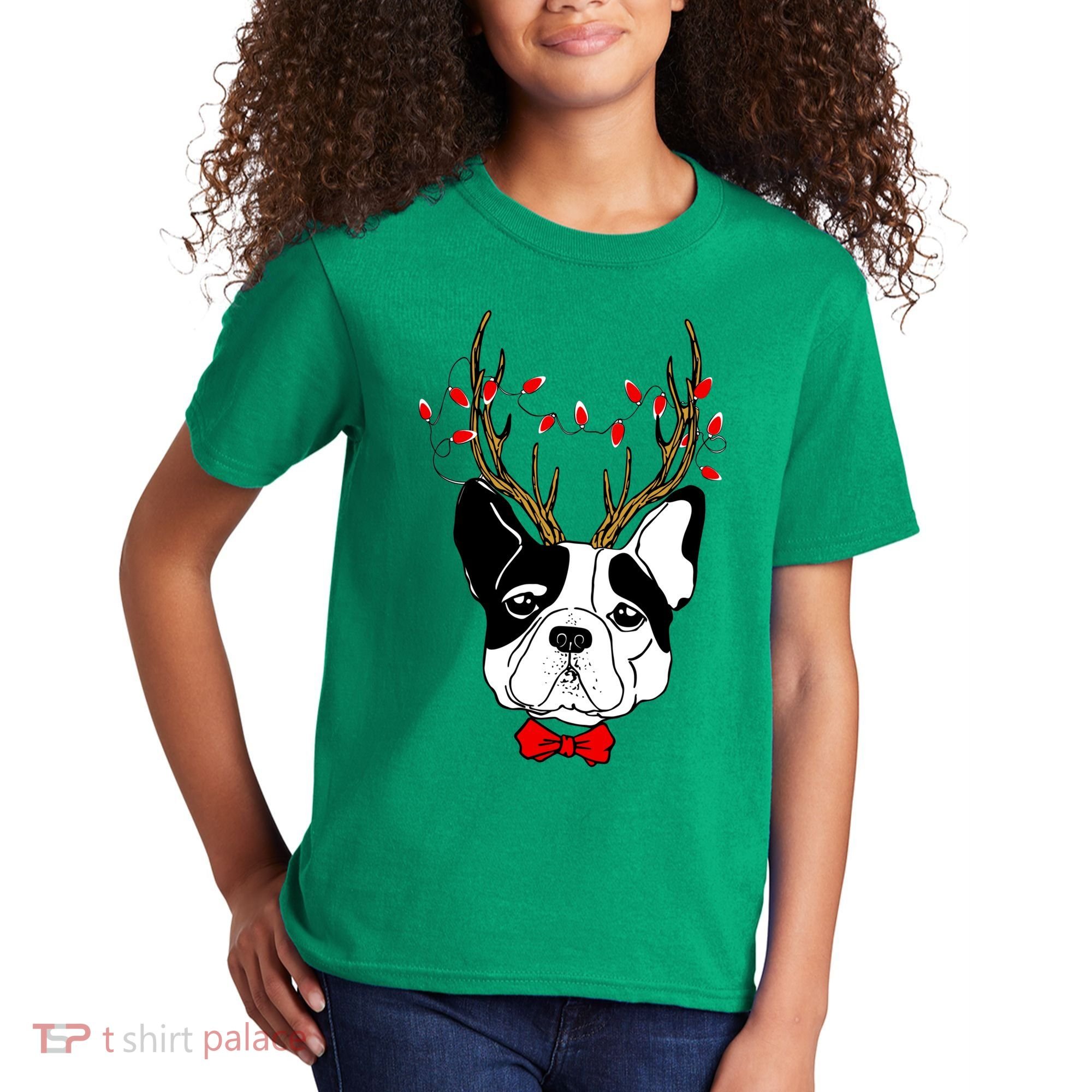 Bulldog Deer Antlers Kids T-Shirt
