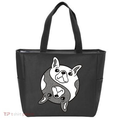 Bulldog Yin Yang  Tote Bag