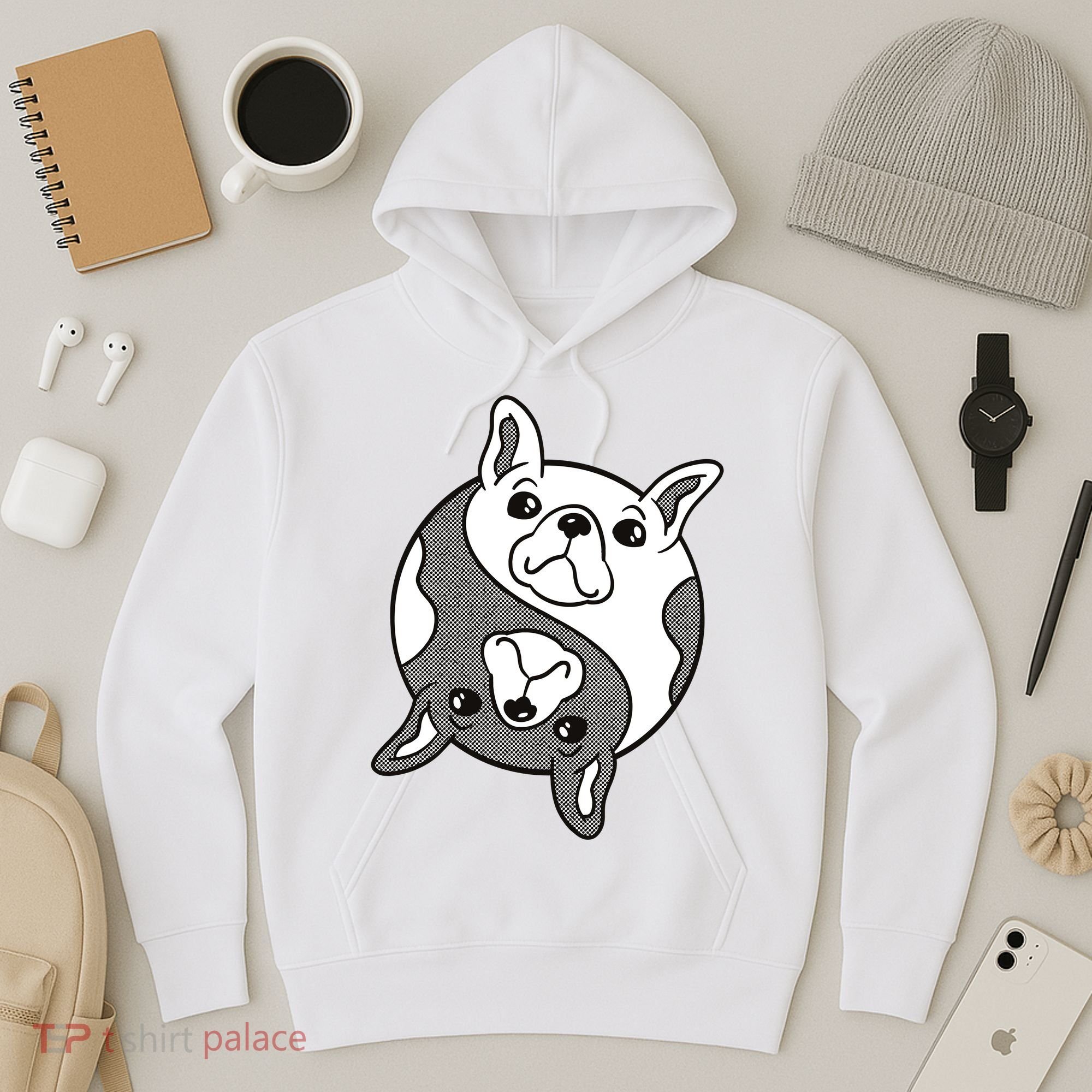 Bulldog Yin Yang  Hoodie