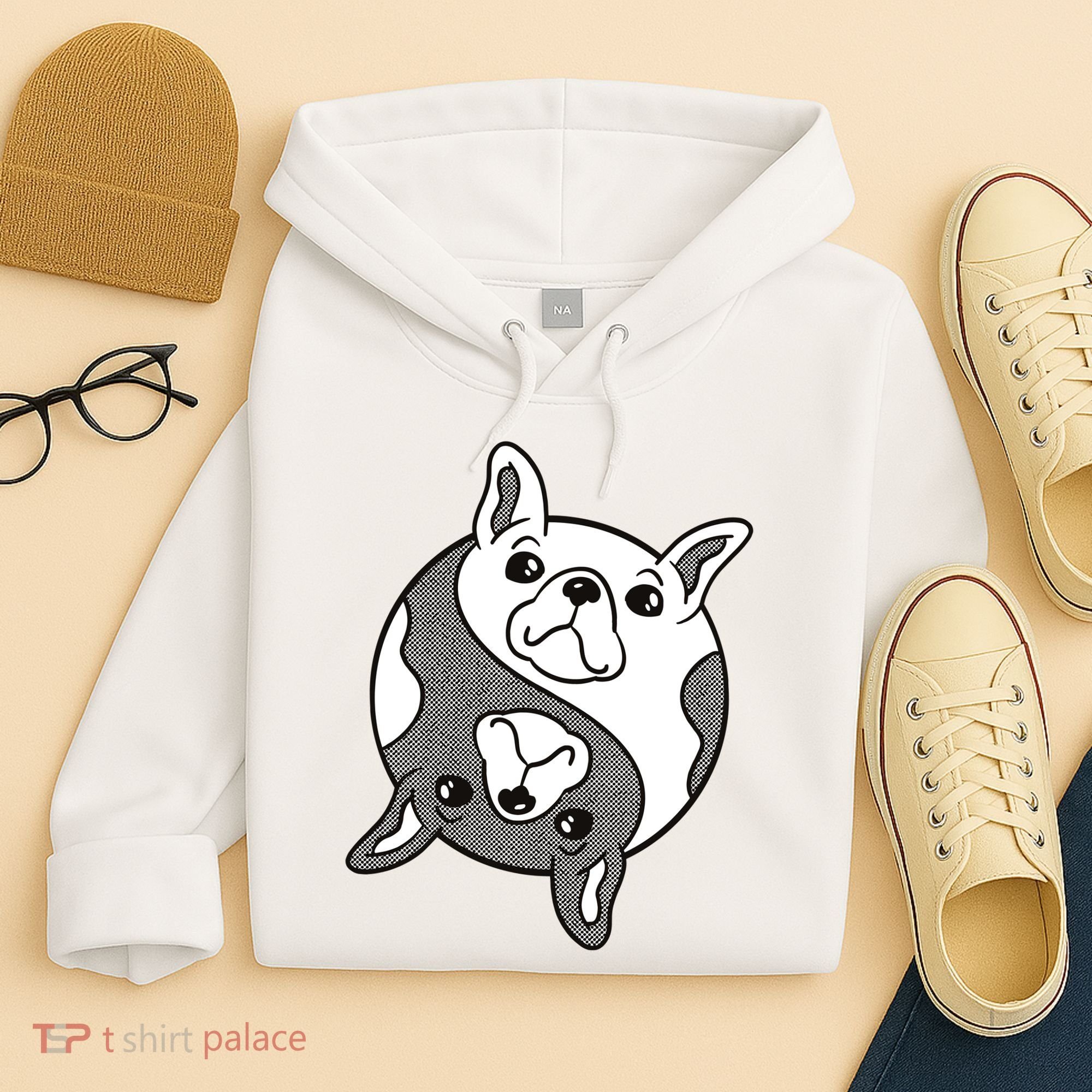 Bulldog Yin Yang  Hoodie